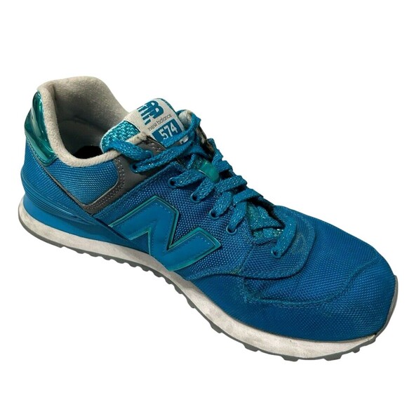 New Balance 574 Women's 8B Glitter Blue Lace up Athletic Running Sneakers - Picture 1 of 12